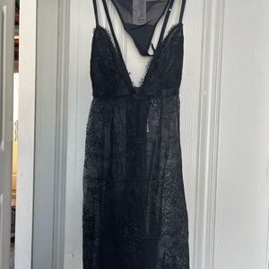 M Auden Black Lace Lingerie Dress + Thong NEW WITH TAGS